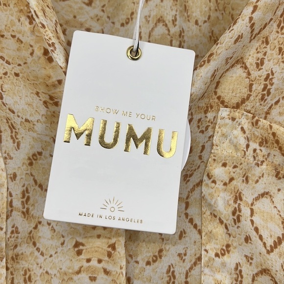 New show me your mumu desert snake yellow brown button down shirt size xxl - Picture 4 of 8